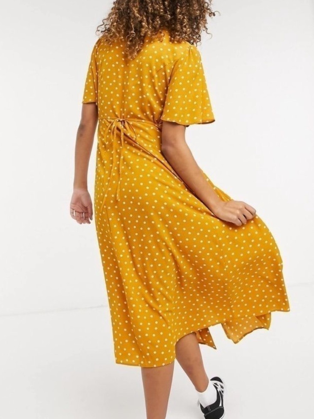 Polka Dot Short Sleeve Midi Dress - Picture 3 of 6